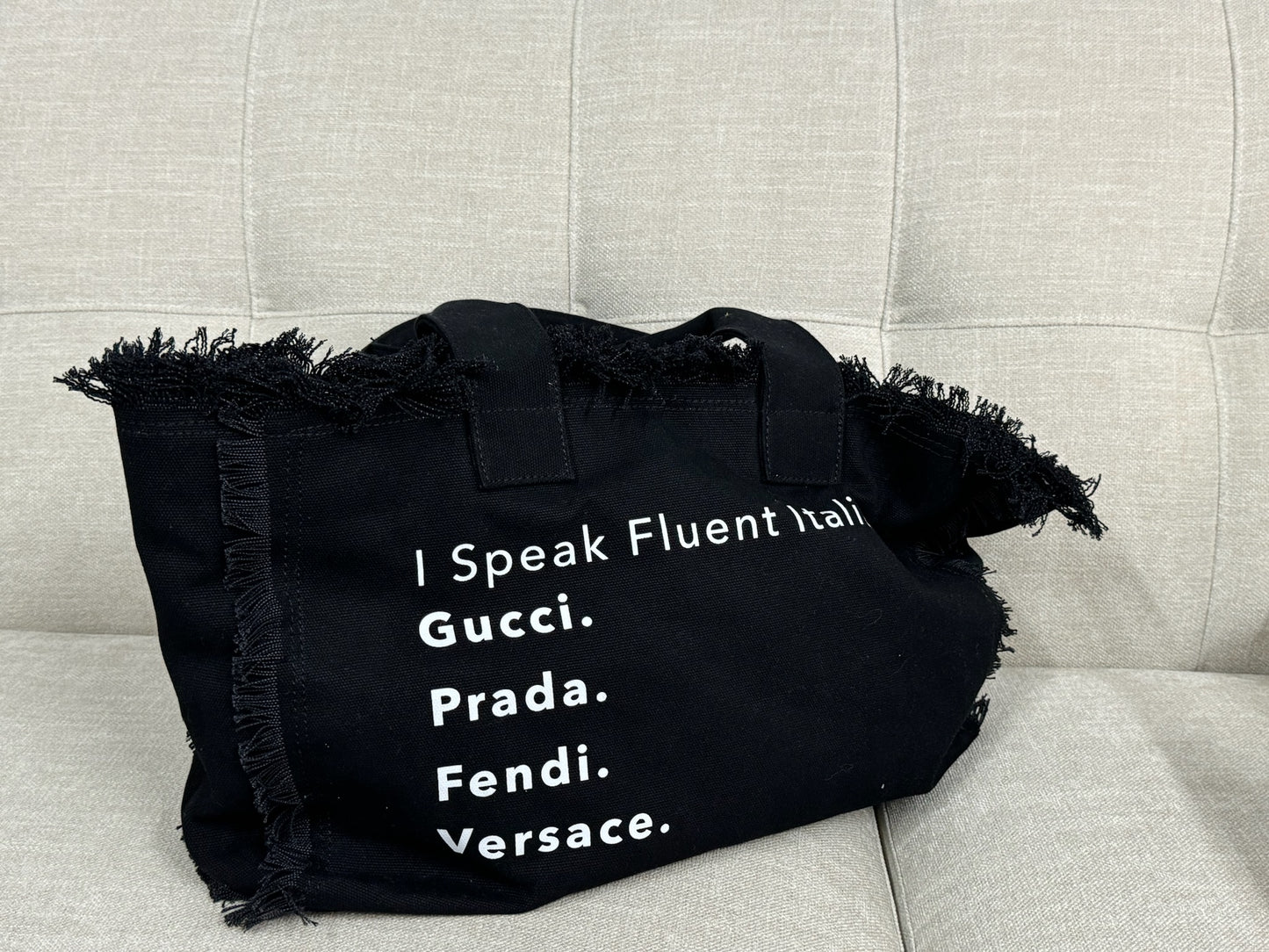 I Speak Fluent French Canvas Fringe Tote Bag