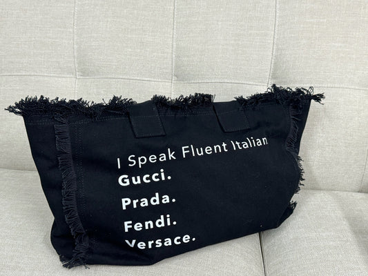 I Speak Fluent French Canvas Fringe Tote Bag